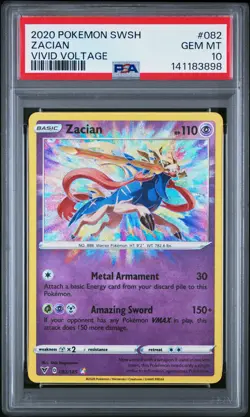 2020 POKEMON SWORD & SHIELD VIVID VOLTAGE #082 ZACIAN PSA 10 - Image 1