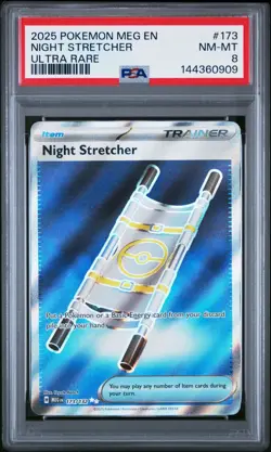 2025 Pokemon MEG EN-Mega Evolution #173 Night Stretcher PSA 8 Mint Ultra Rare - Image 1