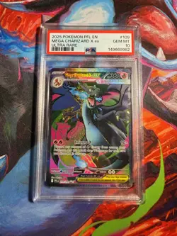 MEGA CHARIZARD X EX #109 PSA 10 2025 POKEMON PFL EN-PHANTASMAL FLAMES ULTRA RARE - Image 1