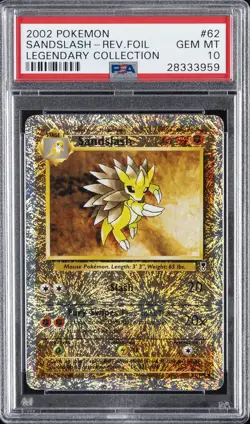2002 POKEMON LEGENDARY COLLECTION #62 SANDSLASH-REVERSE FOIL PSA 10 - Image 1
