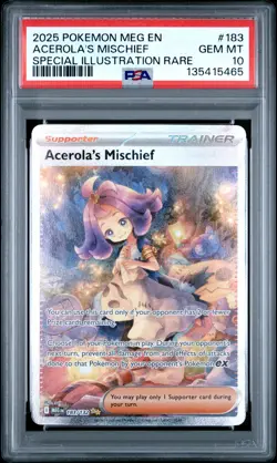 2025 POKEMON MEG EN-MEGA EVOLUTION #183 ACEROLA'S MISCHIEF PSA 10 - Image 1
