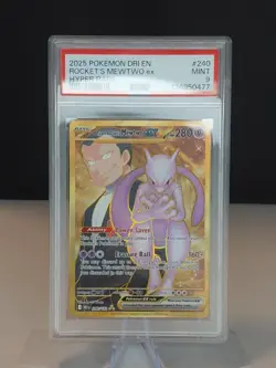 Pokemon Destined Rivals Gold Team Rockets Mewtwo EX Hyper Rare 240/182 PSA 9 - Image 1