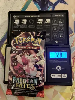 22.01g VERY HEAVY! Pokemon TCG Paldean Fates Booster Pack! SEALED! - Image 1