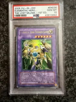 YU-GI-Oh! The Lost Millennium Elemental Hero Thunder Giant Ultimate Rare PSA 10 - Image 1