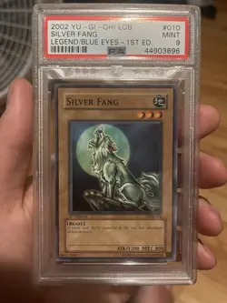 Yugioh Lob-010 Silver Fang 1st Edition Psa 9 Mint Legend Of Blue-eyes - Image 1