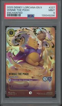 2025 Disney Lorcana EN 9 Enchanted #227 Winnie The Pooh Mint PSA 9 - Image 1