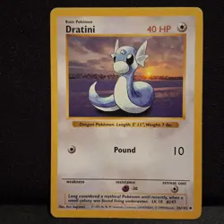 1999 Dratini Pokemon Base Set Shadowless 26/102 Authentic Original 1st Year Card - Image 1