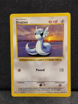 1999 Dratini Pokemon Base Set Shadowless 26/102 Authentic Original 1st Year Card - Image 3