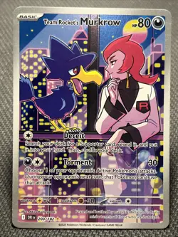 Pokemon TCG Destined Rivals Team Rocket's Murkrow Card 200/182 Illustration Rare - Image 1