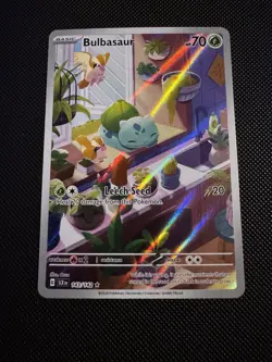 Pokemon TCG Bulbasaur Stellar Crown Illustration Rare Card 143/142 NM Condition - Image 1