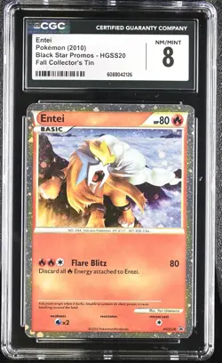 CGC 8 Entei 2010 Black Star Promos HGSS20 Holo Pokemon Card - Image 1