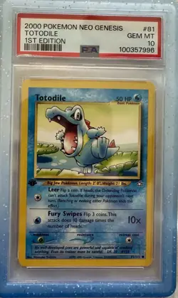 Pokemon Neo Genesis 1st Edition Totodile Card 81/111 Regular PSA 10 - Image 4