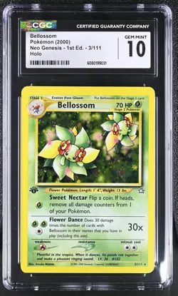 CGC 10 GEM MINT Bellossom 2000 Neo Genesis 1st Edition 3/111 Holo Pokemon Card - Image 1