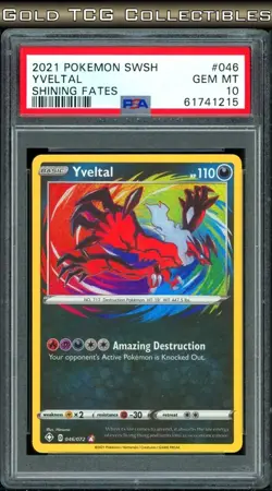 PSA 10 ⭐ Pokemon Yveltal 045 Amazing Rare Shining Fates Full Art Graded Card - Image 1