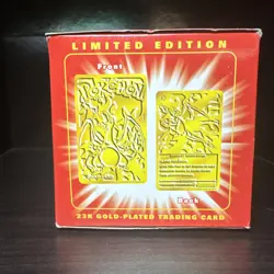 23K Gold Plated Charizard Trading Card 1999 Burger King Pokemon Ball New Sealed - Image 5