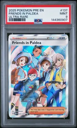 2025 Pokemon PRE EN-Prismatic Evolutions #137 Friends In Paldea PSA 9 Mint Rare - Image 1