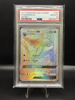 2017 Pokemon Espeon GX Rainbow Secret Rare Full Art 152/149 PSA 10 (Sun & Moon) - Image 1