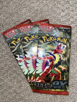 JAPANESE Pokemon SCARLET EX Booster Pack sv1S New Sealed Unweighed TCG (3x) LOT - Image 1