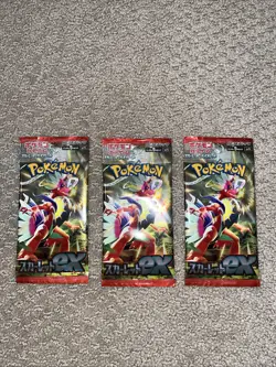 JAPANESE Pokemon SCARLET EX Booster Pack sv1S New Sealed Unweighed TCG (3x) LOT - Image 2