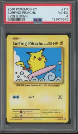 2016 Pokemon XY Evolutions #111 Surfing Pikachu PSA 4 - Image 1