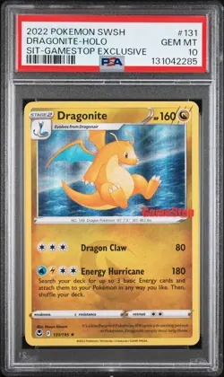 2022 POKEMON SWORD & SHIELD SILVER TEMPEST #131 DRAGONITE-HOLO PSA 10 - Image 1