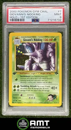 Giovanni's Nidoking PSA 9 2000 Pokemon Gym Challenge 1st Edition Holo #7/132 732 - Image 1