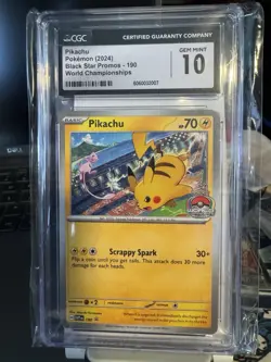 Pokemon Pikachu #190 (World's Stamp 2024) Black Star Promo - CGC 10 PRISTINE - Image 1