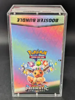 Pokemon SV8.5 Prismatic Evolutions Sealed Booster Bundle Display W/Acrylic Case - Image 1