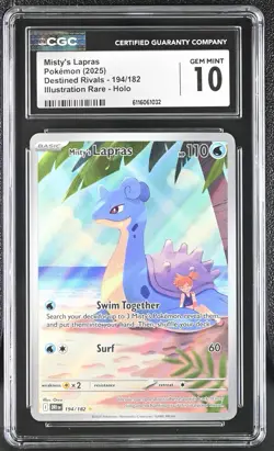 Misty's Lapras 194/182 Illustration Rare Pokemon Destined Rivals CGCGem Mint 10 - Image 1