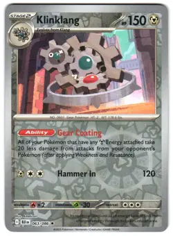 Klinklang 063/086 Reverse Holo SV: Black Bolt English Pokemon NM - Image 1
