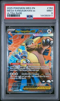 2025 Pokemon Mega Evolution #164 Mega Kangaskhan EX Ultra Rare PSA 9 Mint Card - Image 1