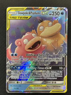 Pokemon TCG Cards Slowpoke & Psyduck GX 35/236 Unified Minds Ultra Rare Holo NM - Image 1