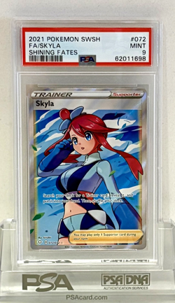 2021 POKEMON CARD SWORD & SHIELD SHINING FATES #072 FULL ART SKYLA PSA 9 - MINT - Image 1