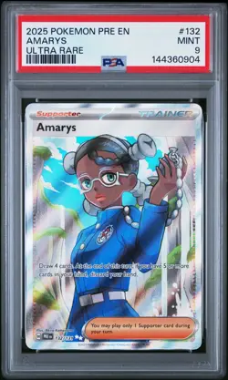 2025 Pokemon PRE EN-Prismatic Evolutions #132 Amarys PSA 9 Mint Holo Rare Card - Image 1