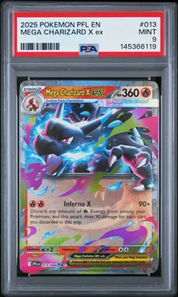 2025 POKEMON PFL EN-PHANTASMAL FLAMES #013 MEGA CHARIZARD X EX PSA 9 - Image 1