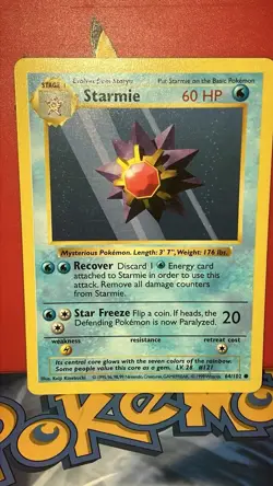 Pokemon TCG Starmie Base Set Unlimited unCommon Card 64/102 Shadowless NM - Image 1