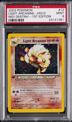 2002 POKEMON NEO DESTINY 1ST ED #12 LIGHT ARCANINE-HOLO PSA 9 - Image 1