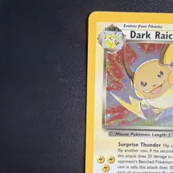 Pokemon Dark Raichu Team Rocket Holo Rare 83/82 2000 70 HP English Card - Image 3