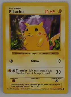 Pikachu (Red Cheeks) 058/102 Base Set (Shadowless) Regular Pokemon TCG - Image 1