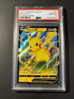 2021 Pokemon SWSH Pikachu V Fusion Strike #086 PSA 10 Gem Mint Fresh Grade - Image 1