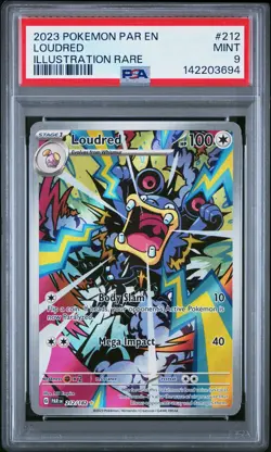 142203694 Loudred 2023 Pokemon SV Paradox Rift #212 Illustration Rare PSA 9 - Image 1