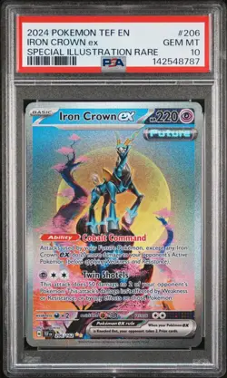 2024 POKEMON TEMPORAL FORCES ILLUSTRATION RARE #206 IRON CROWN EX PSA 10 - Image 1