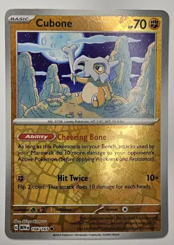 Cubone #104/165 Sv Scarlet & Violet 151 Reverse Holo Pokemon TCG NM - Image 1
