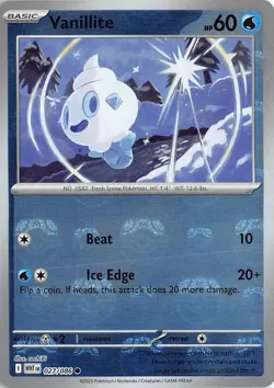 Pokemon Vanillite 027/086 White Flare Master Ball Pattern Holo NM - Image 1