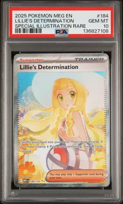 2025 POKEMON MEG EN-MEGA EVOLUTION #184 LILLIE'S DETERMINATION PSA 10 - Image 1