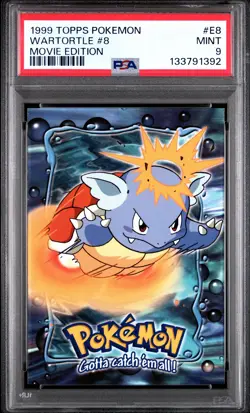 1999 TOPPS POKEMON THE MOVIE EDT #E8 WARTORTLE #8 PSA 9 - Image 1