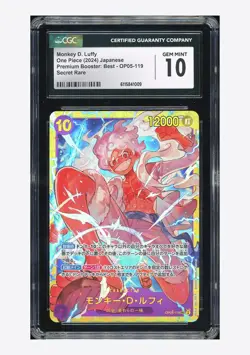 One Piece CGC 10 GEM MINT Monkey D Luffy SEC 2024 OP05-119 PRB01 Japanese - Image 1