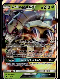 Golisopod GX Ultra Rare SM Burning Shadows 17/147 Grass Holo Pokemon Card - Image 1