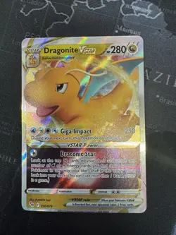 Dragonite VSTAR NM/M 050/078 Pokemon GO Ultra Rare Holo Pokemon Card Miscut - Image 1