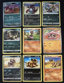 Pokemon TCG Sandile, Krokorok, & Krookodile Lot: 9 Card Collection Set - Image 1